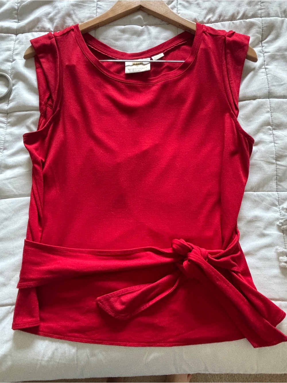 Anthropologie Red Sleeveless Tie-Waist Tank
